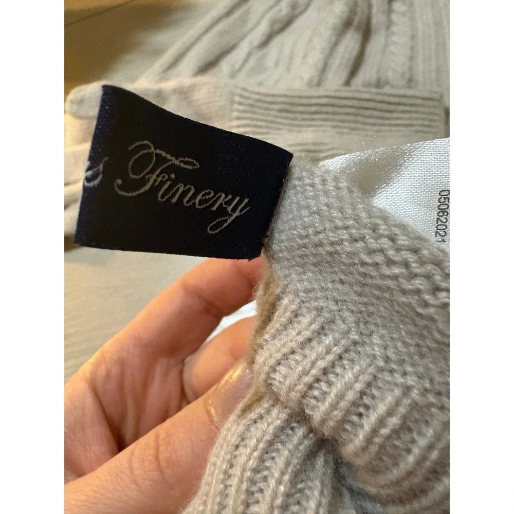 Fisher Finery 100‎ Cashmere Cable Knit Beanie Hat Gloves Set Beige Women OS